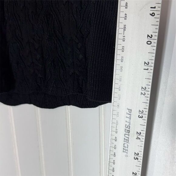 Free People Black Cable Knit Turtleneck Sweater S Button Cuff Slim Fit NWOT - Picture 7 of 10